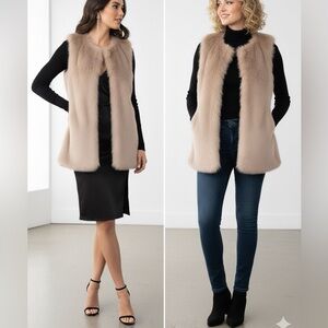 Bagatelle Faux Fur Vest blush champagne pink size small